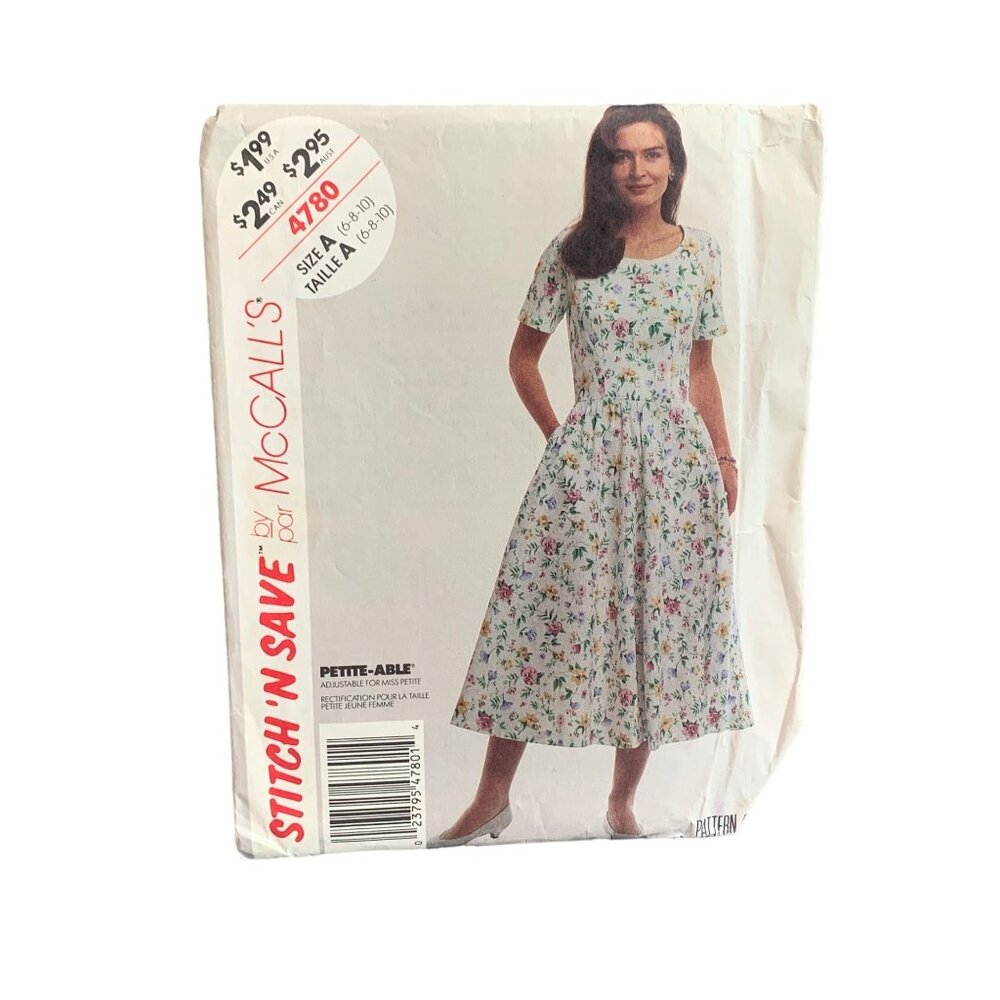 Stitch N Save McCalls Pattern 4780 Misses Petite-Able Dress Size 6-10 uncut